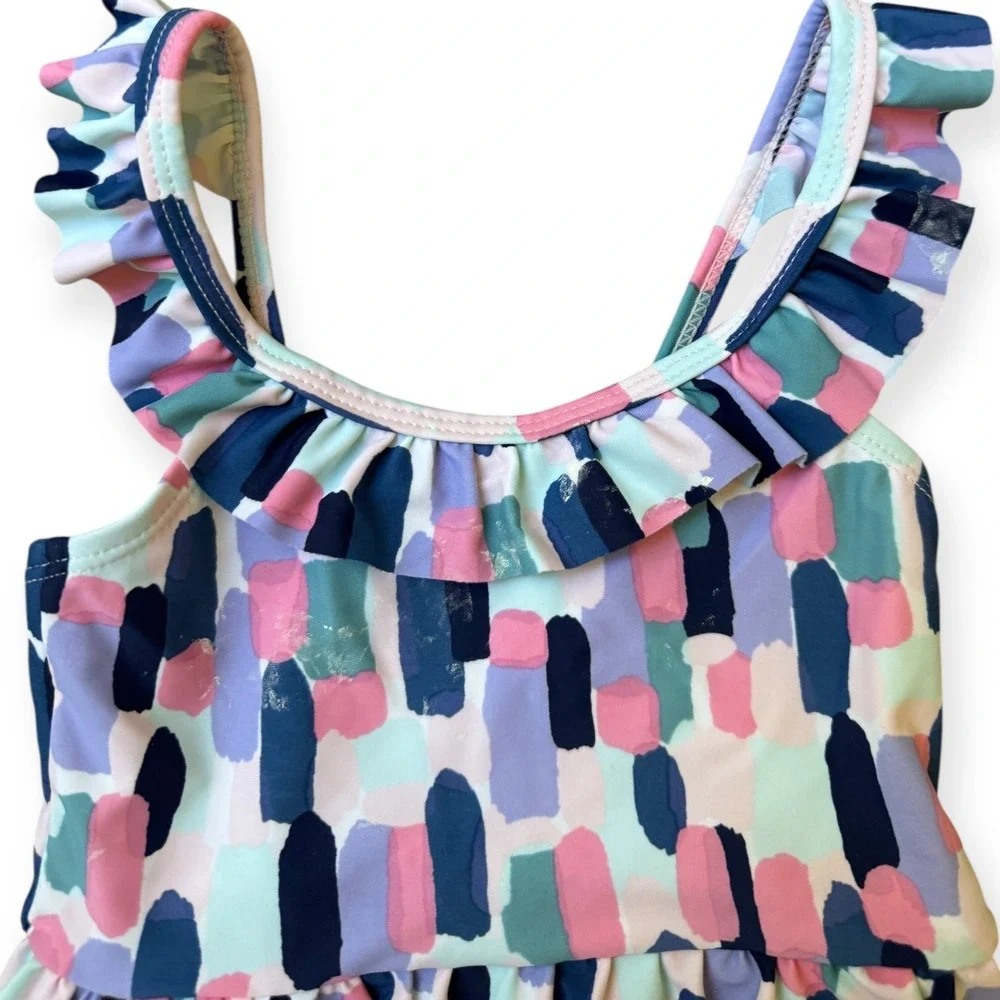 Kate Spade Swimsuit Ruffle Trim Abstract Print One Piece‎ Swimsuit